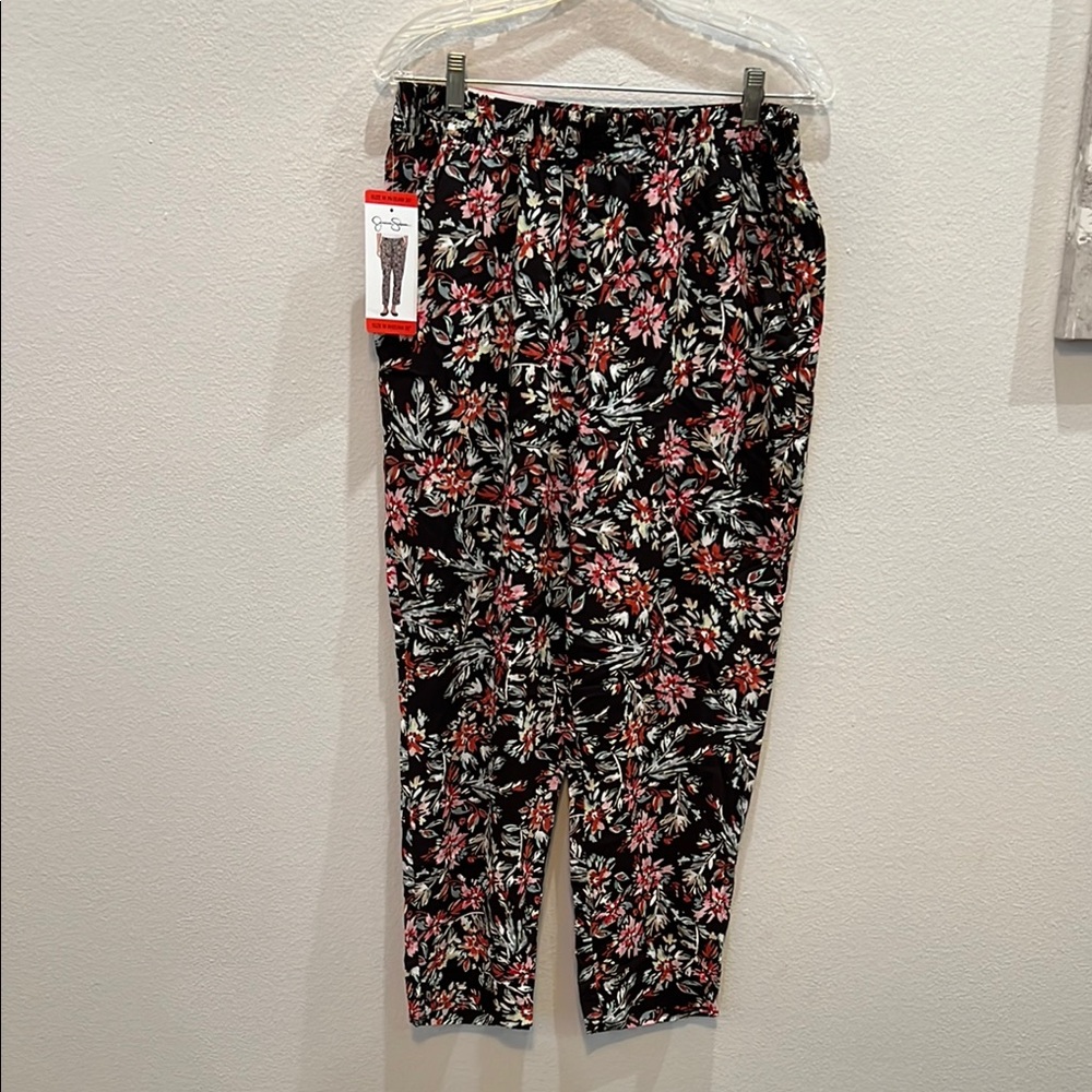 Jessica Simpson Floral Track Pants - Black and Red